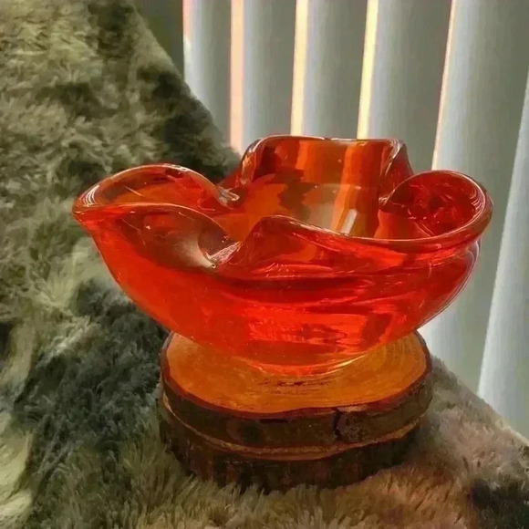 Vintage  Orange Art Glass Bowl - Picture 14 of 16